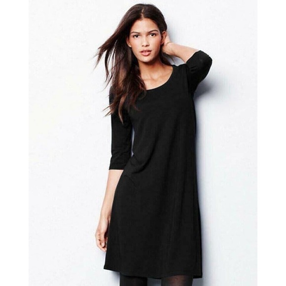 Eileen Fisher Dresses & Skirts - Eileen Fisher Viscose Jersey Dress Black 3/4 Sleeves Signature Women Size Small